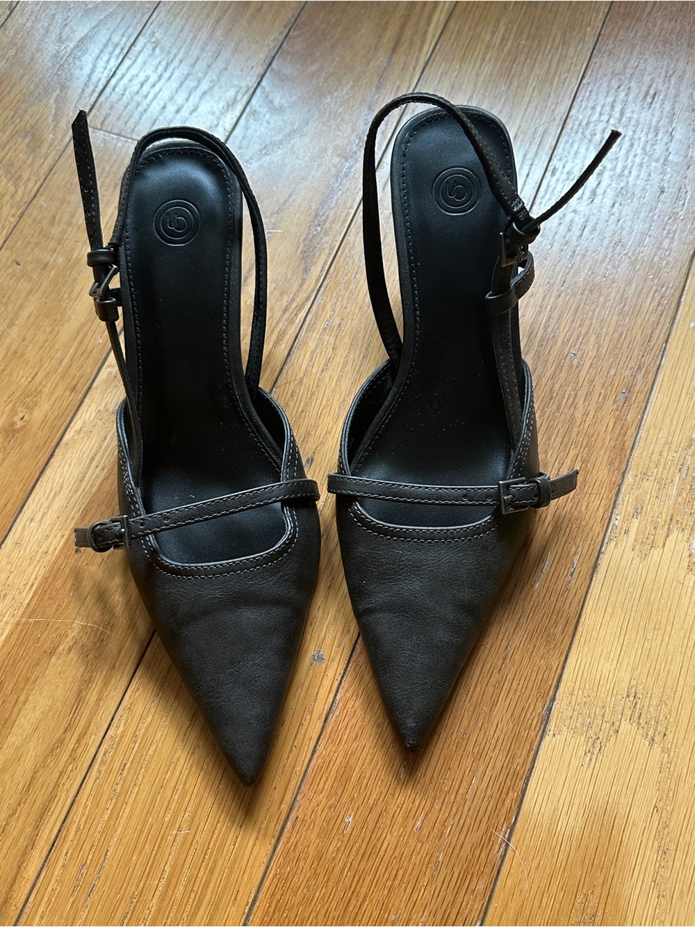Urban Outfitters Black Pointed Slingback Heels